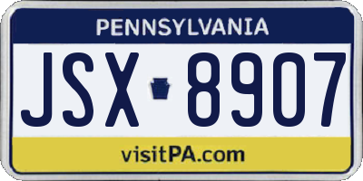 PA license plate JSX8907