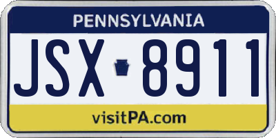 PA license plate JSX8911