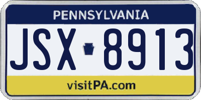 PA license plate JSX8913
