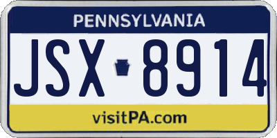 PA license plate JSX8914