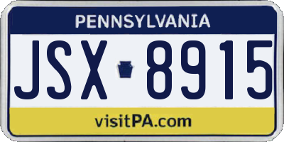 PA license plate JSX8915