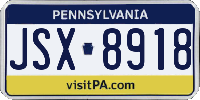 PA license plate JSX8918