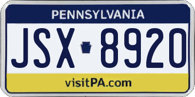 PA license plate JSX8920