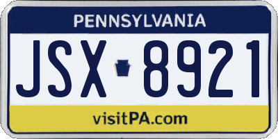 PA license plate JSX8921