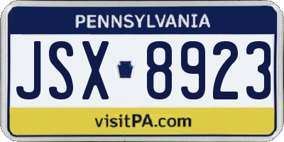 PA license plate JSX8923