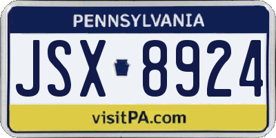 PA license plate JSX8924