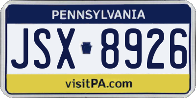 PA license plate JSX8926
