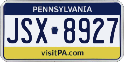 PA license plate JSX8927