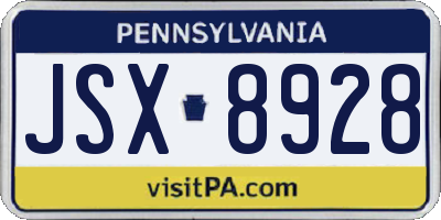PA license plate JSX8928