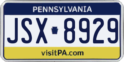PA license plate JSX8929