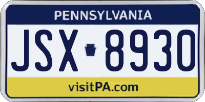 PA license plate JSX8930