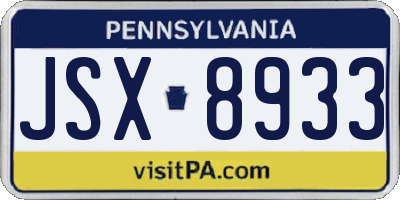 PA license plate JSX8933