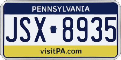 PA license plate JSX8935
