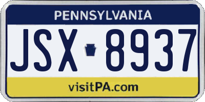 PA license plate JSX8937