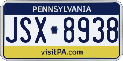PA license plate JSX8938