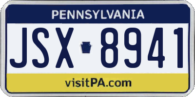PA license plate JSX8941