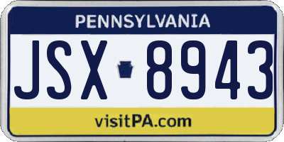 PA license plate JSX8943