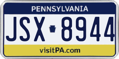 PA license plate JSX8944