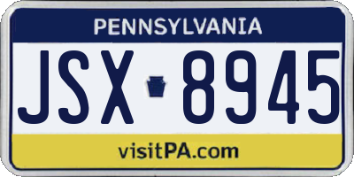 PA license plate JSX8945