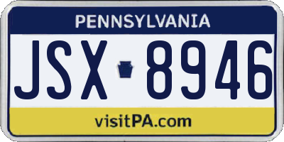 PA license plate JSX8946