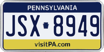 PA license plate JSX8949