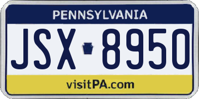 PA license plate JSX8950