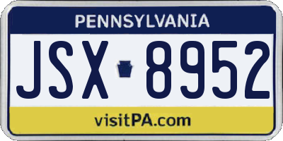PA license plate JSX8952