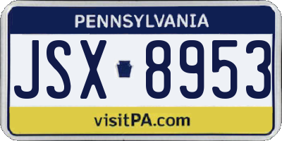 PA license plate JSX8953