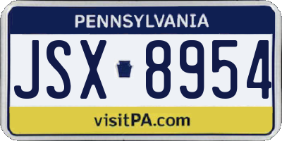 PA license plate JSX8954