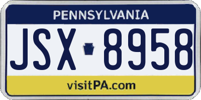 PA license plate JSX8958