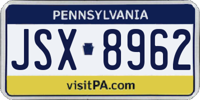 PA license plate JSX8962