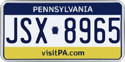 PA license plate JSX8965