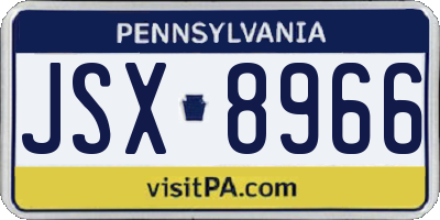 PA license plate JSX8966