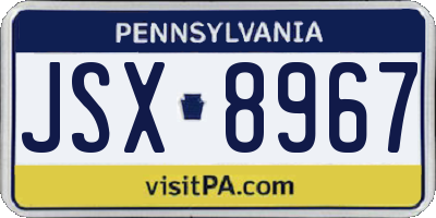 PA license plate JSX8967