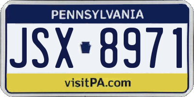 PA license plate JSX8971