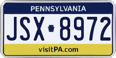 PA license plate JSX8972