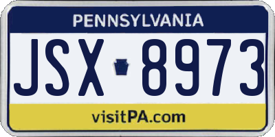 PA license plate JSX8973