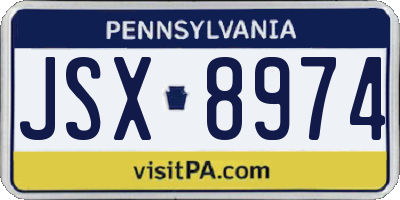 PA license plate JSX8974