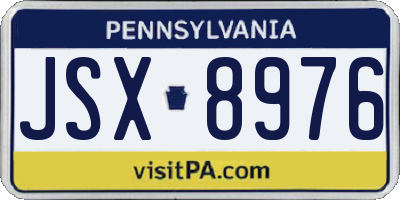PA license plate JSX8976