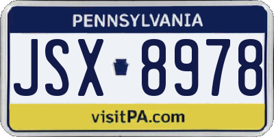 PA license plate JSX8978