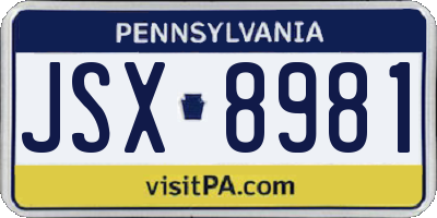 PA license plate JSX8981