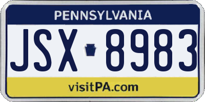 PA license plate JSX8983