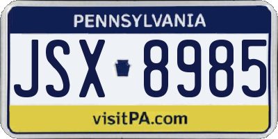 PA license plate JSX8985