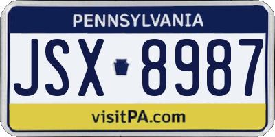PA license plate JSX8987