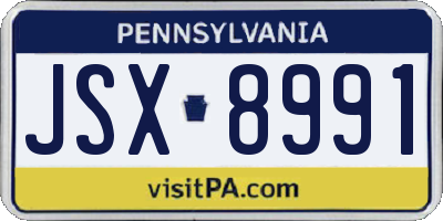 PA license plate JSX8991