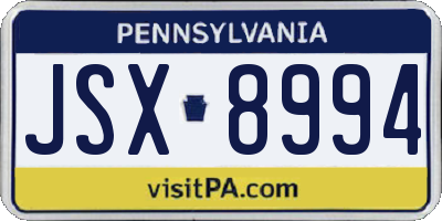PA license plate JSX8994