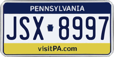 PA license plate JSX8997