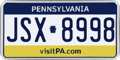 PA license plate JSX8998