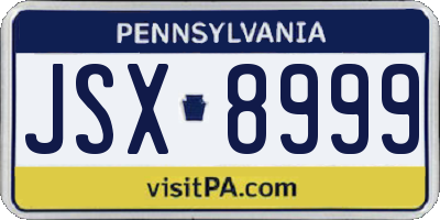 PA license plate JSX8999