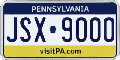 PA license plate JSX9000